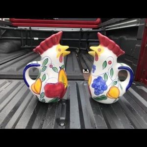 Rooster & Fruit vintage pitcher by Baum Brothers